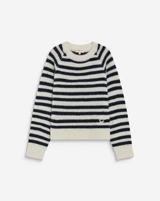 Pull à rayures en alpaga et laine mélangée marine Aimond