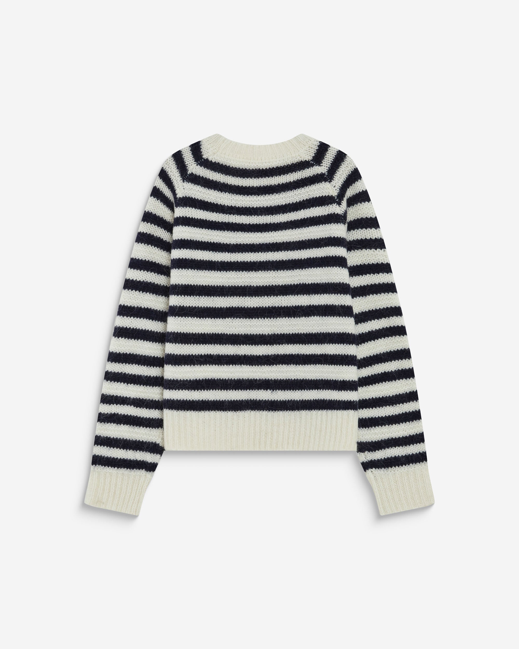 Pull à rayures en alpaga et laine mélangée marine Aimond