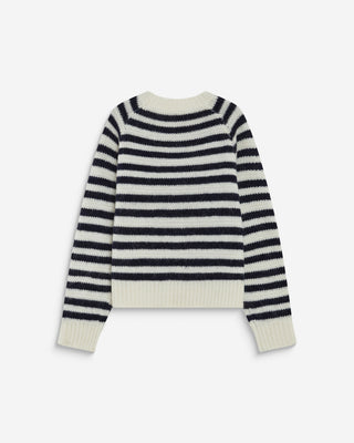 Pull à rayures en alpaga et laine mélangée marine Aimond