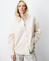 Chemise oversize en velours côtelé ecru Ange