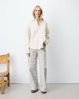 Chemise oversize en velours côtelé ecru Ange