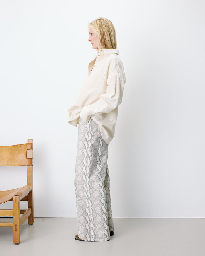 Chemise oversize en velours côtelé ecru Ange