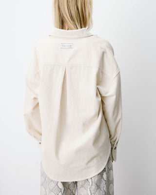 Chemise oversize en velours côtelé ecru Ange