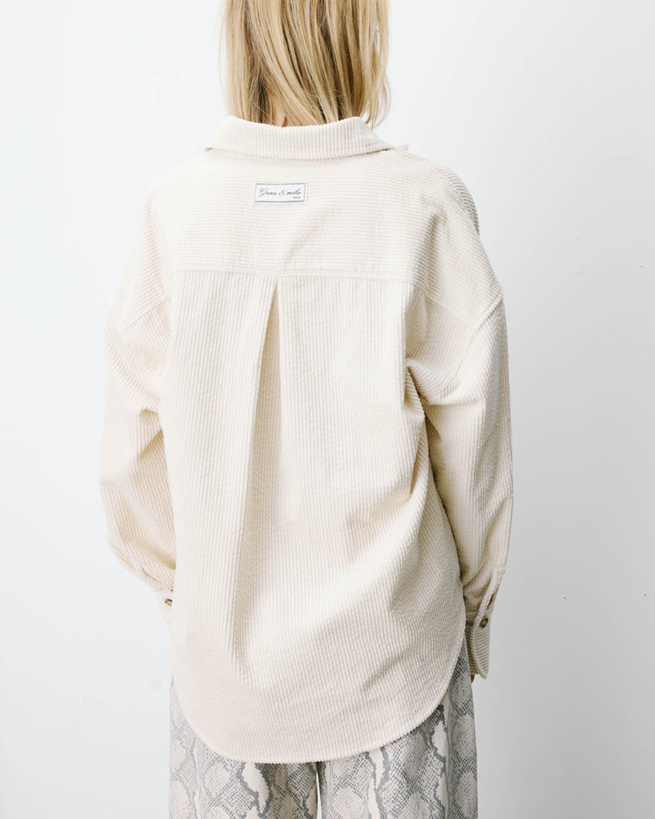 Chemise oversize en velours côtelé ecru Ange