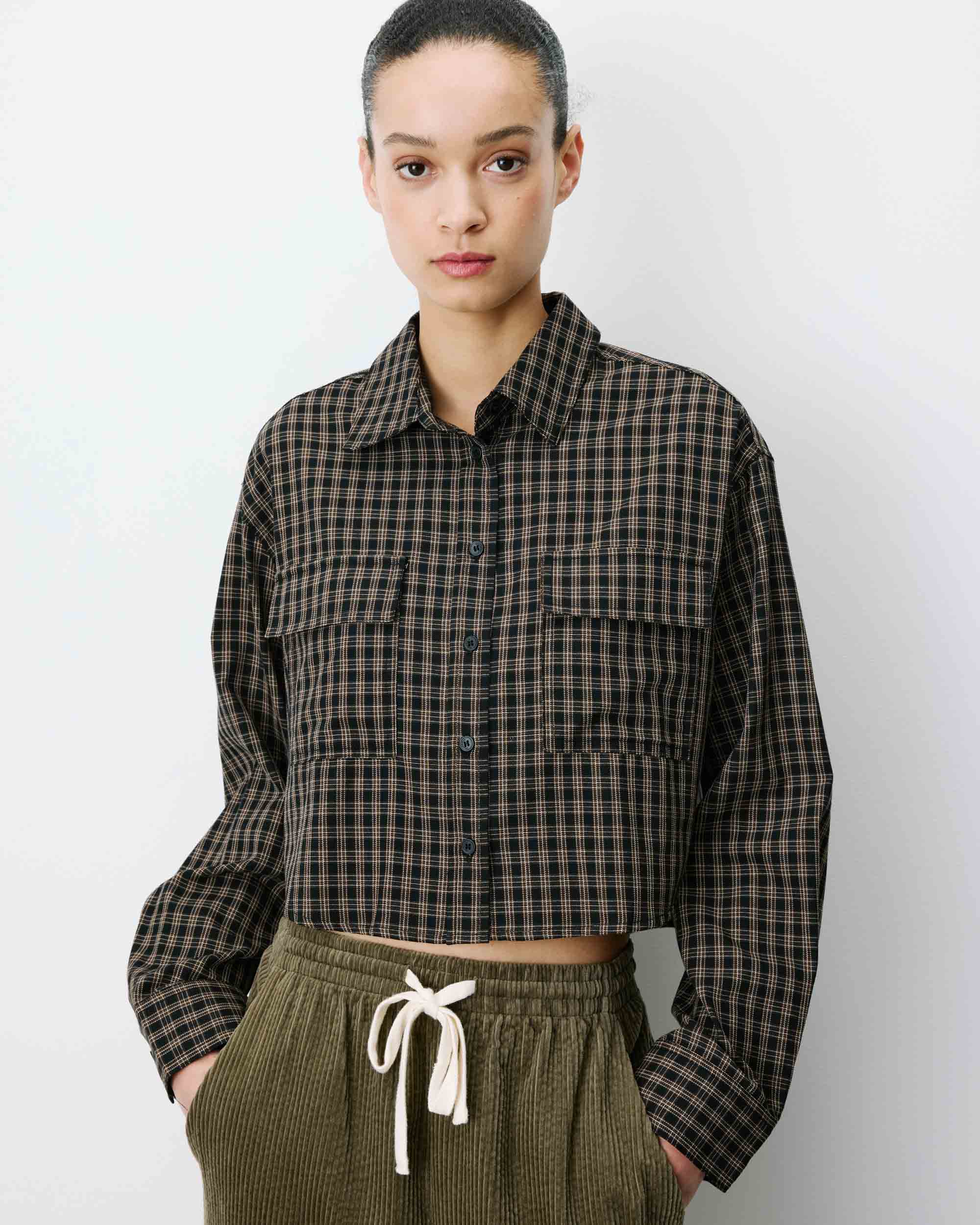 Boxy cropped shirt noir Azelle