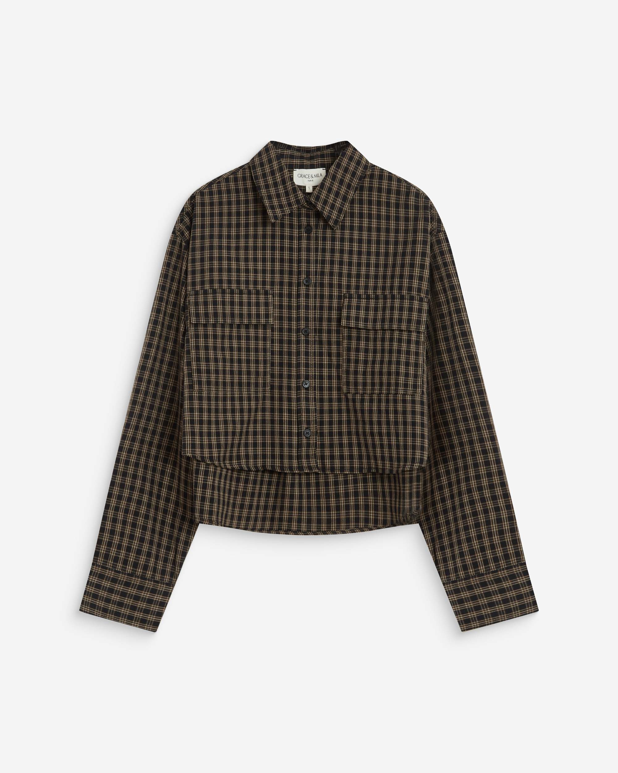 Boxy cropped shirt noir Azelle