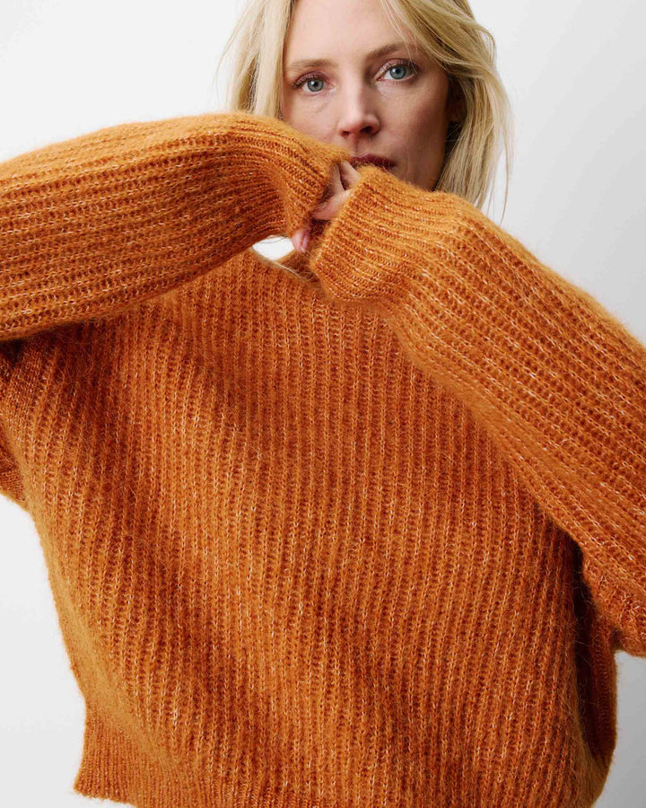 Jersey en mezcla de alpaca y lana camel Agostino