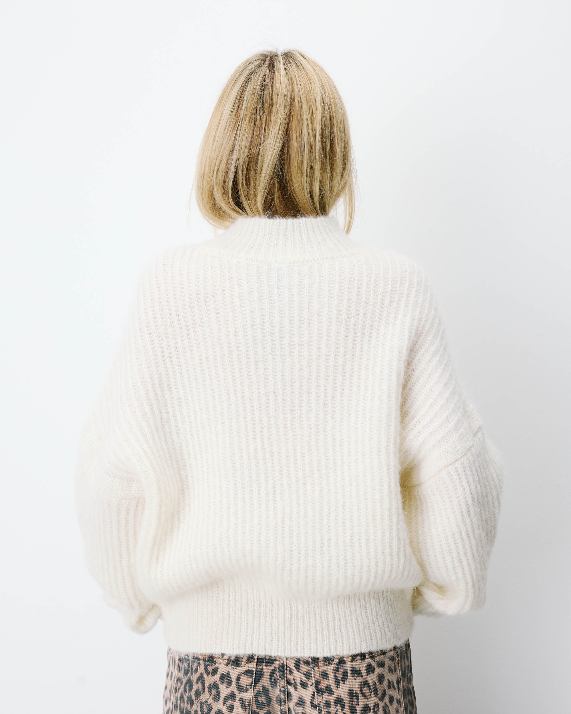 Pull ample en alpaga et laine mélangée ivoire Agostino