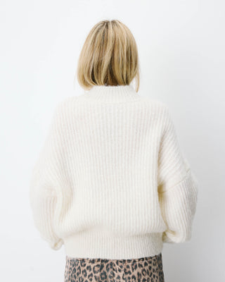 Pull ample en alpaga et laine mélangée ivoire Agostino