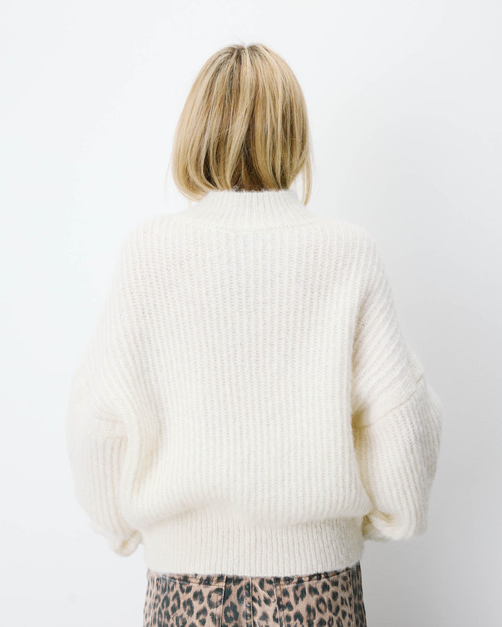 Pull ample en alpaga et laine mélangée ivoire Agostino