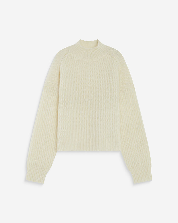 Pull ample en alpaga et laine mélangée ivoire Agostino