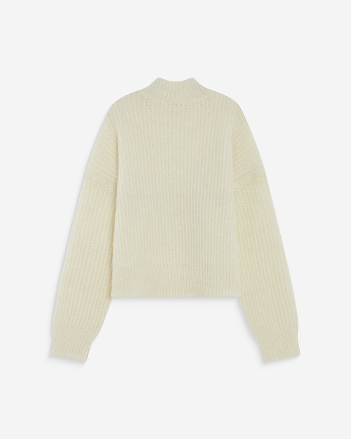 Pull ample en alpaga et laine mélangée ivoire Agostino