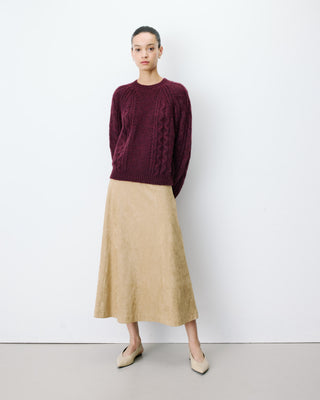 Cable-knit crew-neck sweater aubergine Amparo