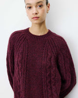 Cable-knit crew-neck sweater aubergine Amparo
