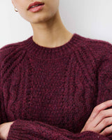 Cable-knit crew-neck sweater aubergine Amparo