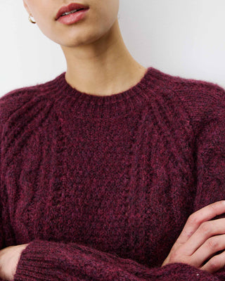 Cable-knit crew-neck sweater aubergine Amparo
