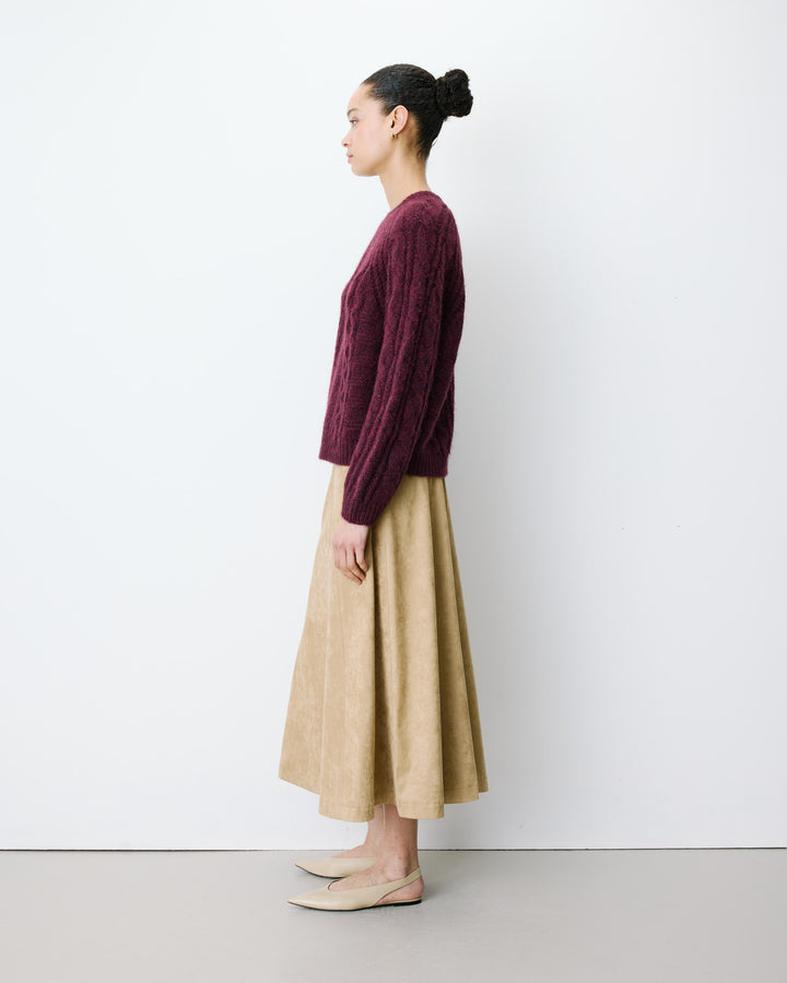 Cable-knit crew-neck sweater aubergine Amparo
