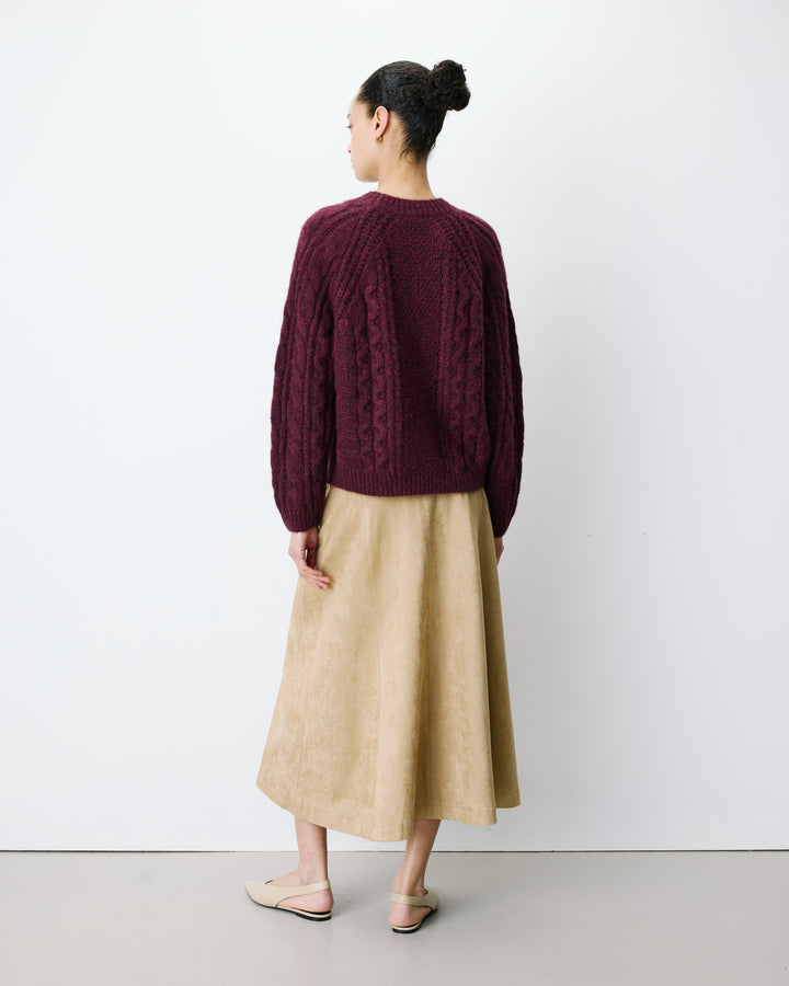 Cable-knit crew-neck sweater aubergine Amparo