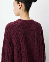 Cable-knit crew-neck sweater aubergine Amparo