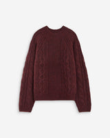 Cable-knit crew-neck sweater aubergine Amparo