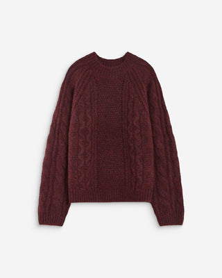 Cable-knit crew-neck sweater aubergine Amparo