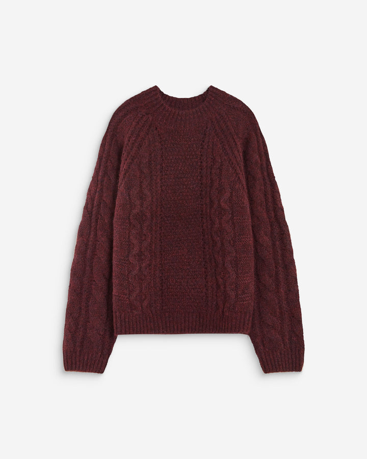 Cable-knit crew-neck sweater aubergine Amparo