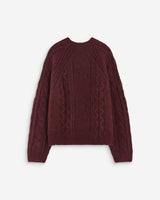 Cable-knit crew-neck sweater aubergine Amparo