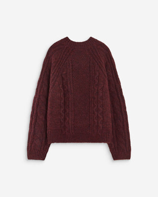 Cable-knit crew-neck sweater aubergine Amparo