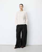 Cable-knit crew-neck sweater ecru Amparo