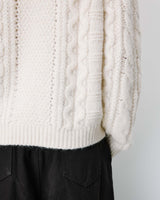 Cable-knit crew-neck sweater ecru Amparo