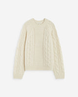 Cable-knit crew-neck sweater ecru Amparo