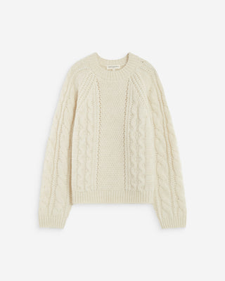Cable-knit crew-neck sweater ecru Amparo
