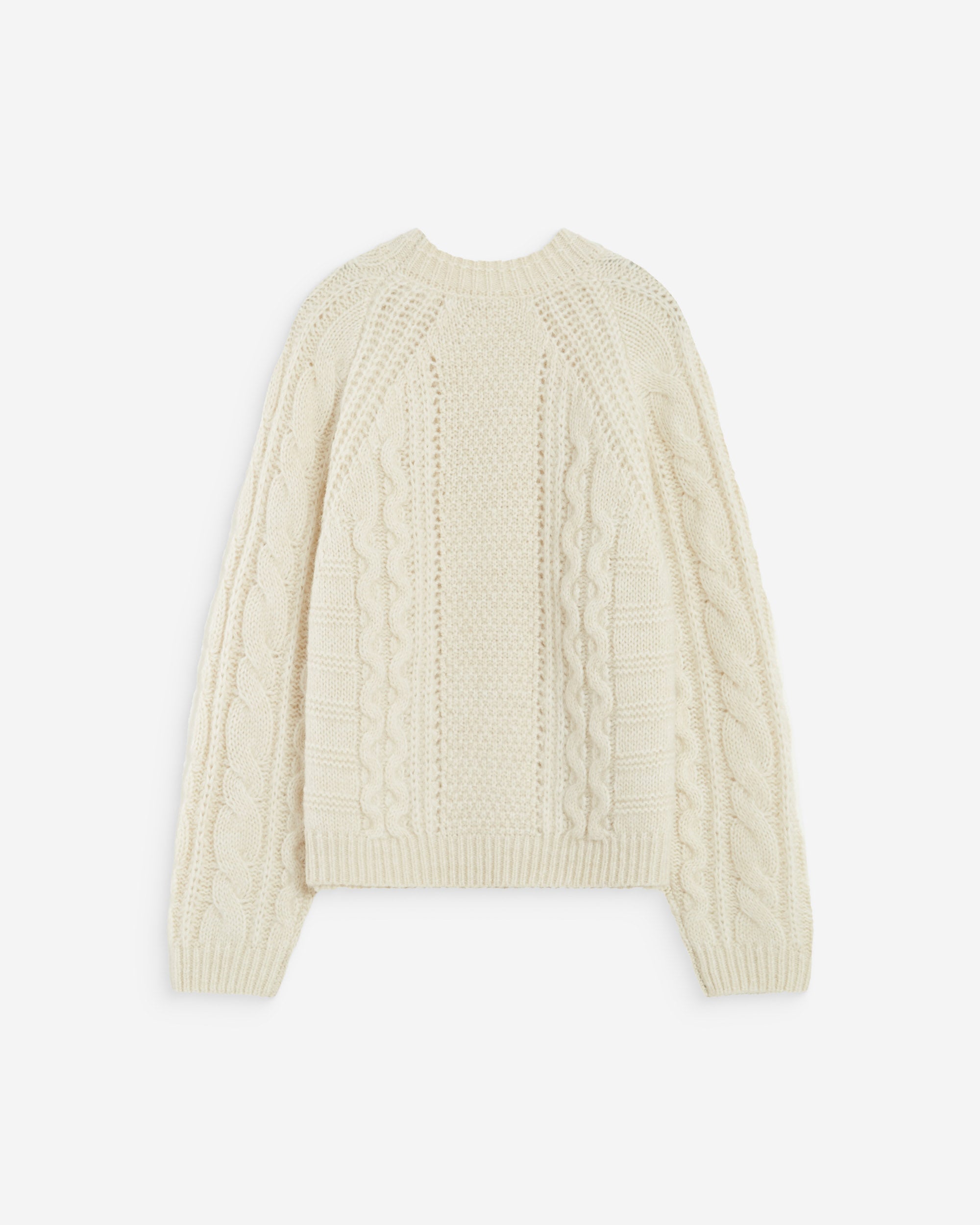Cable-knit crew-neck sweater ecru Amparo