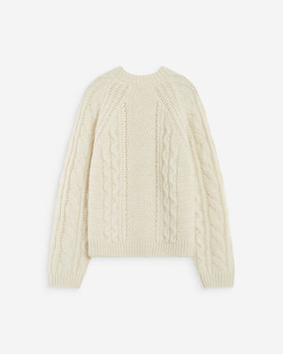 Cable-knit crew-neck sweater ecru Amparo