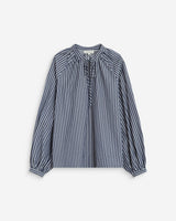 Blouse à rayures col mao à nouer marine Albane