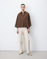 Blouse oversize manches larges en coton chocolat Ambre