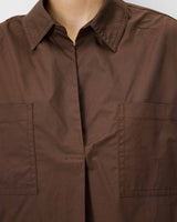 Blouse oversize manches larges en coton chocolat Ambre