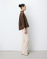 Blouse oversize manches larges en coton chocolat Ambre