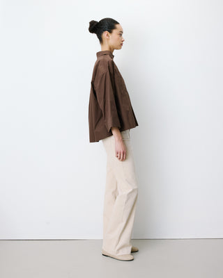 Blouse oversize manches larges en coton chocolat Ambre