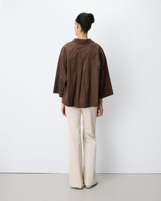 Blouse oversize manches larges en coton chocolat Ambre