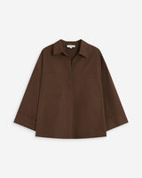 Blouse oversize manches larges en coton chocolat Ambre