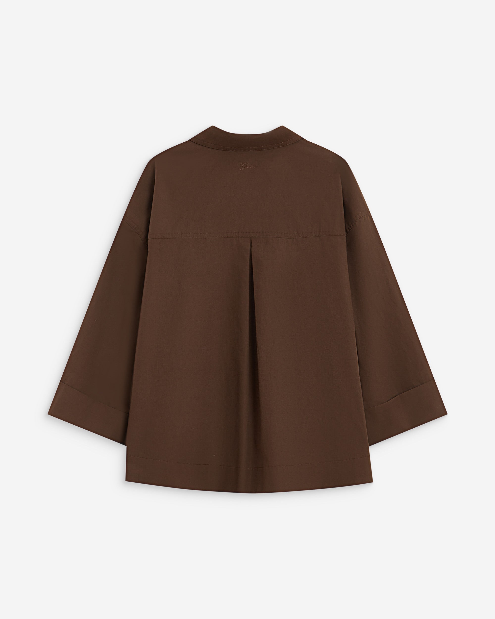 Blouse oversize manches larges en coton chocolat Ambre