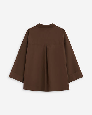 Blouse oversize manches larges en coton chocolat Ambre