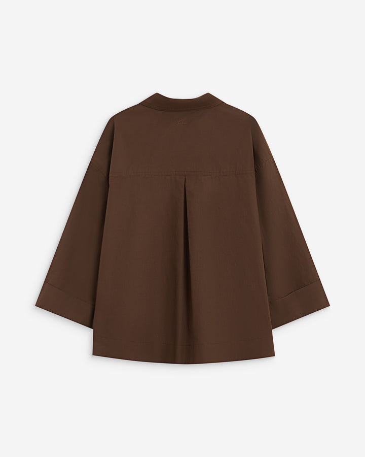 Blouse oversize manches larges en coton chocolat Ambre