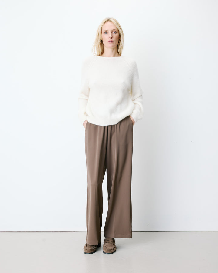 Pull ample en maille dos nu croisé ivoire Anthemis