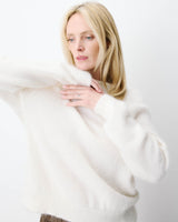 Pull ample en maille dos nu croisé ivoire Anthemis