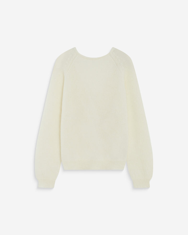 Pull ample en maille dos nu croisé ivoire Anthemis