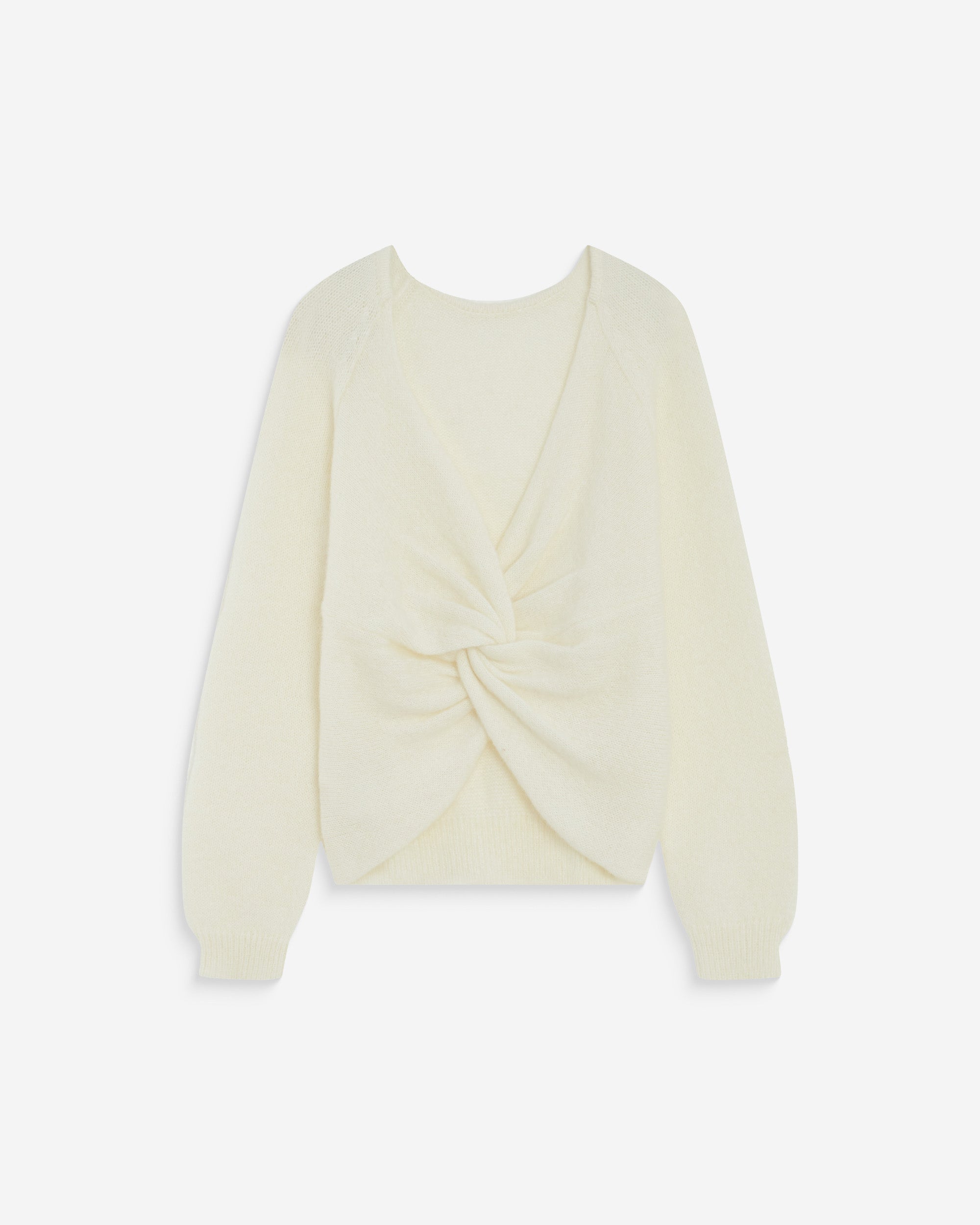 Pull ample en maille dos nu croisé ivoire Anthemis