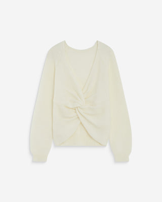 Pull ample en maille dos nu croisé ivoire Anthemis