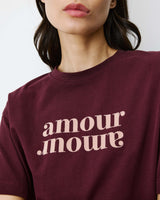 Cotton slogan T-shirt aubergine Anis